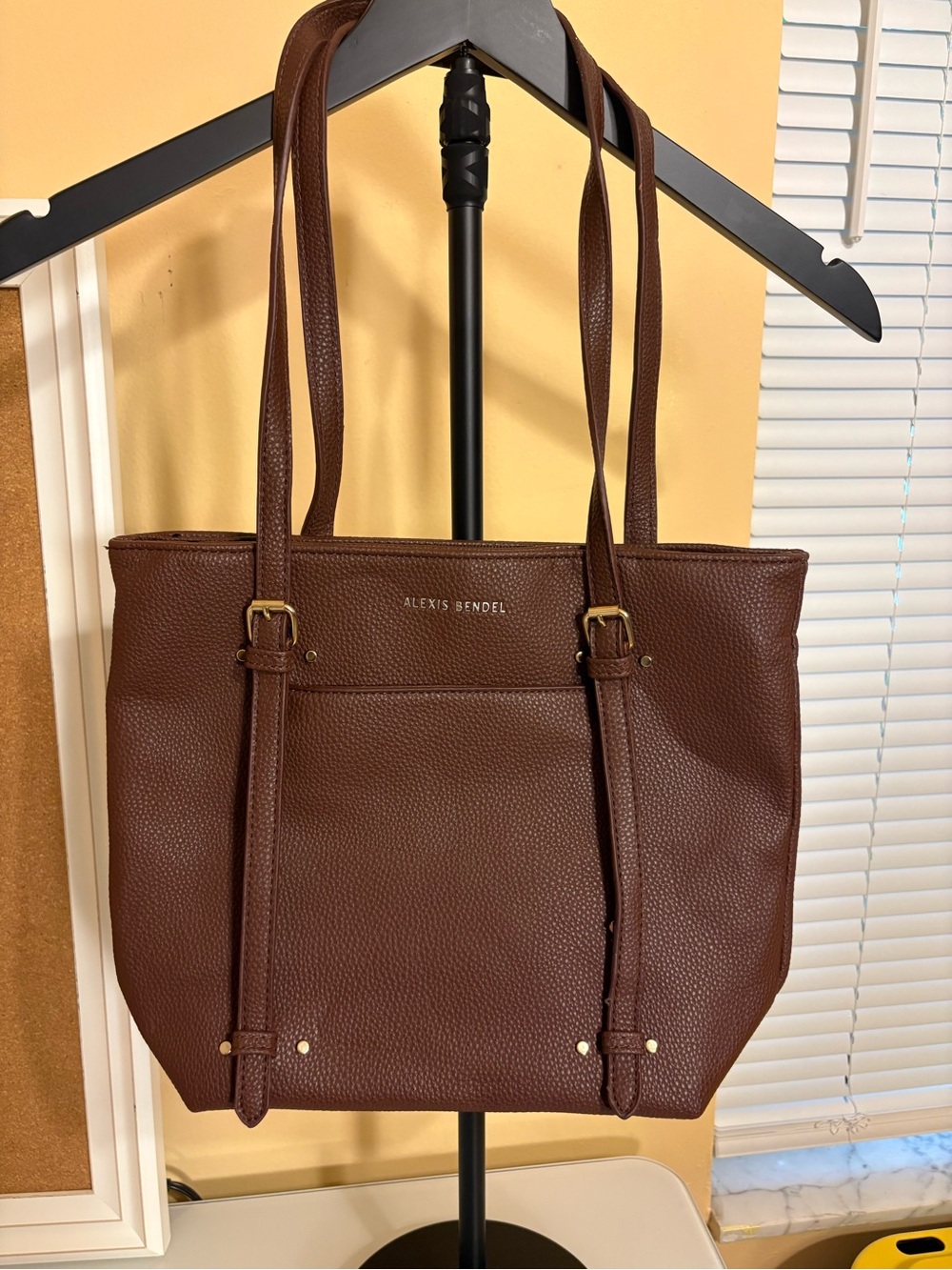 Alexis Bendet Brown Pebbled Leather Shoulder Tote